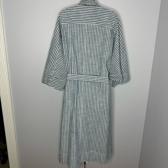 Free People Jess Oversized Shirt Dress Striped Blue Button Front Tie Women's XS - Picture 6 of 15
